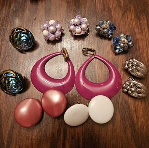 Lot of 7 Pair Vintage Clip On Earrings Marked Japan Or Hong Kong